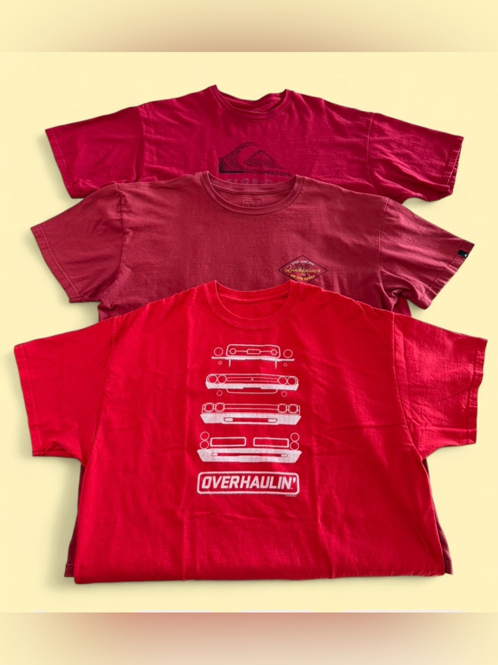 Bundle of 2 Quick Silver and 1 Overhauling T-Shirts all XL.